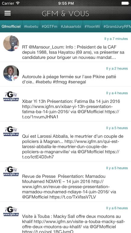 Application GFM et Vous avec la rubrique Invité