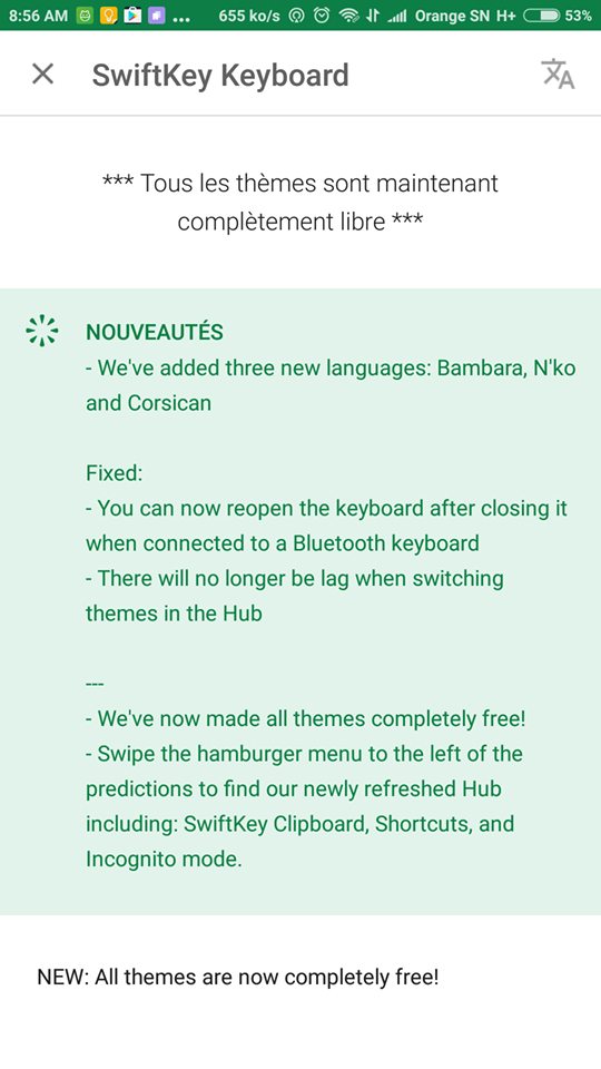 Le clavier populaire Swiftkey Keybord en version Bambara 