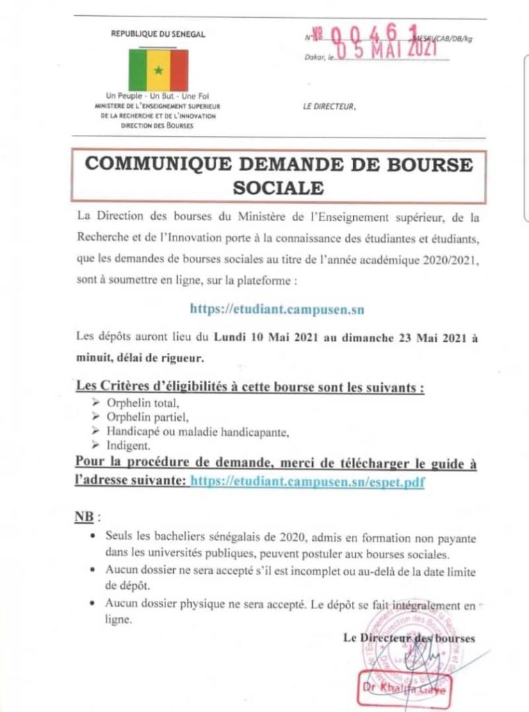 demande bourse sociale