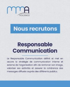 MMA Holding recrute un Responsable Communication Groupe à Dakar
